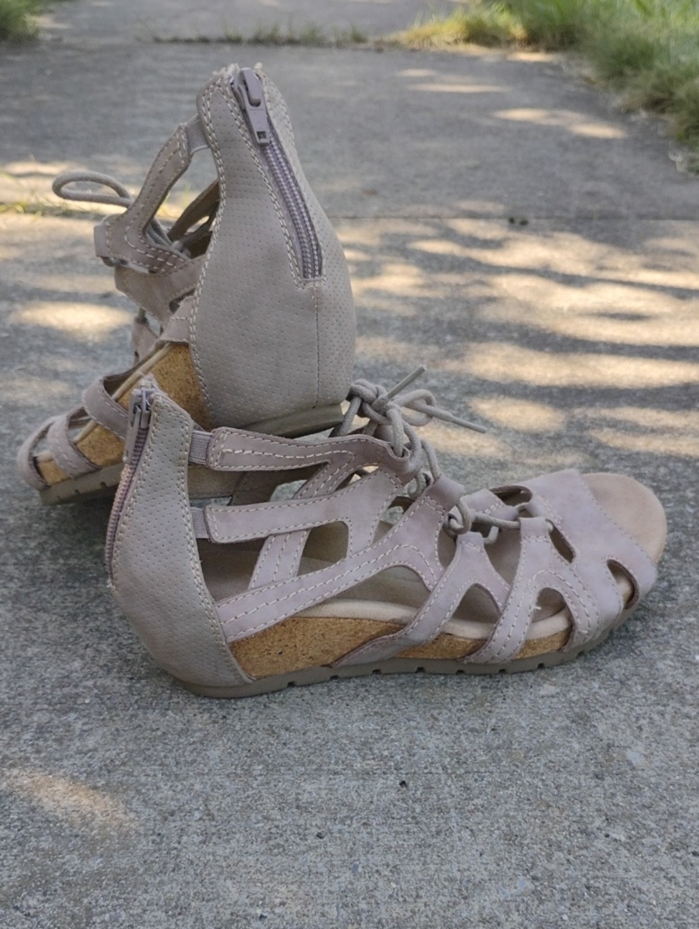 Women's Taupe Lace-Up Gladiator Sandals